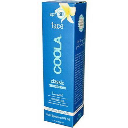 COOLA Organic Suncare Collection, Face, Classic Sunscreen, SPF 30, Unscented 50ml