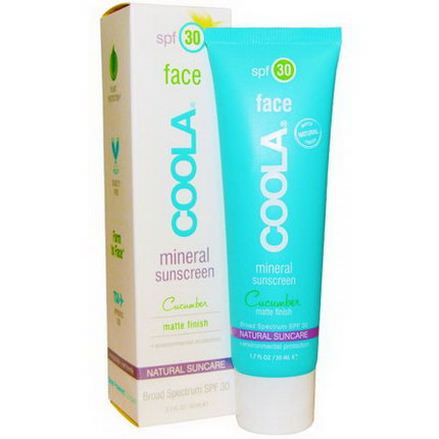 COOLA Organic Suncare Collection, Face, Mineral Sunscreen, Matte Finish, SPF 30, Cucumber 50ml