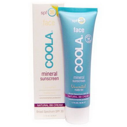 COOLA Organic Suncare Collection, Mineral Face, Mineral Sunscreen, SPF 30, Matte Tint, Unscented 50ml