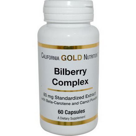 California Gold Nutrition, Bilberry Complex, 80mg, 60 Capsules