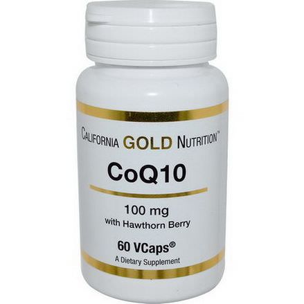 California Gold Nutrition, CoQ10 with Hawthorn Berry, 100mg, 60 VCaps