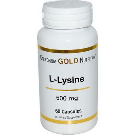 California Gold Nutrition, L-Lysine, 500mg, 60 Capsules