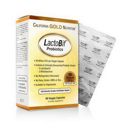 California Gold Nutrition, LactoBif Probiotics, 30 Billion CFU, 60 Veggie Caps