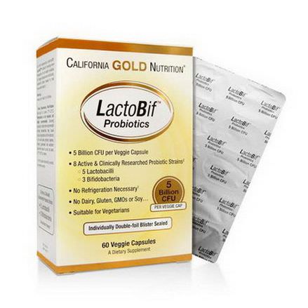 California Gold Nutrition, LactoBif Probiotics, 5 Billion CFU, 60 Veggie Caps