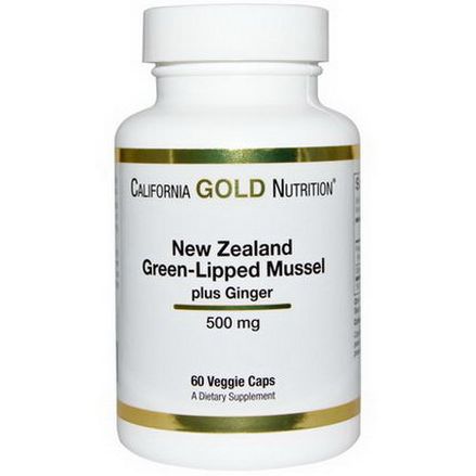 California Gold Nutrition, New Zealand, Green Lipped Mussel Plus Ginger, 500mg, 60 Veggie Caps