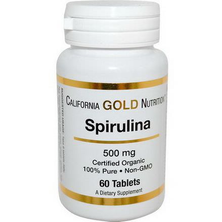 California Gold Nutrition, Spirulina, 500mg, 60 Tablets