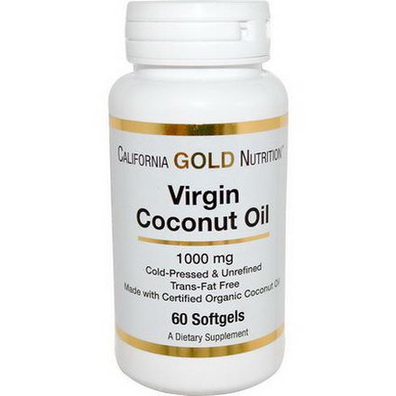 California Gold Nutrition, Virgin Coconut Oil, 1000mg, 60 Softgels