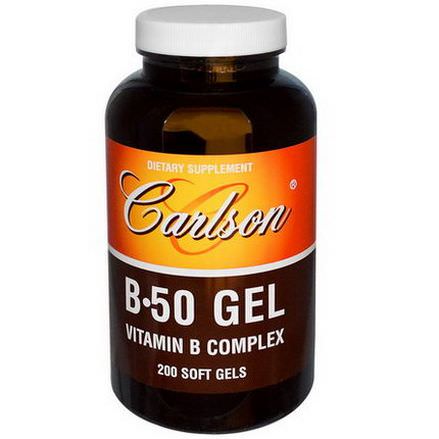 Carlson Labs, B 50 Gel, Vitamin B Complex, 200 Soft Gels