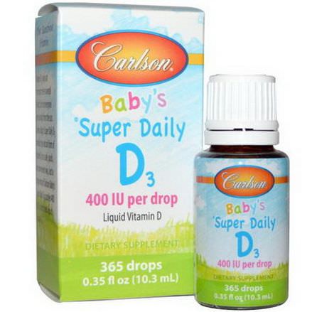 Carlson Labs, Baby's Super Daily D3, 400 IU 10.3ml