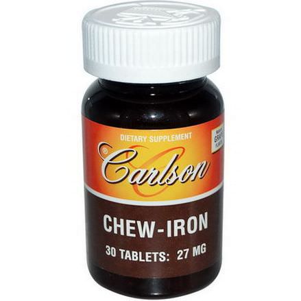 Carlson Labs, Chew-Iron, Natural Grape Flavor, 27mg, 30 Tablets