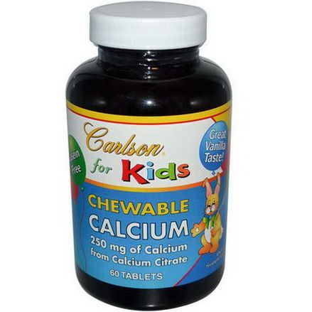 Carlson Labs, Chewable Calcium, For Kids, Vanilla, 60 Tablets