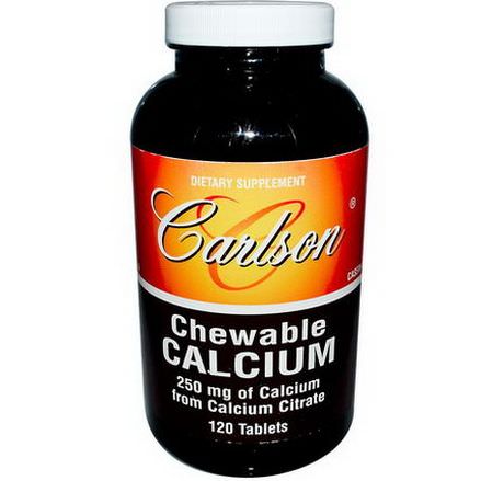 Carlson Labs, Chewable Calcium, Vanilla, 250mg, 120 Tablets