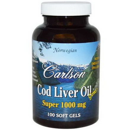 Carlson Labs, Cod Liver Oil Gems, Super 1000mg, 100 Soft Gels
