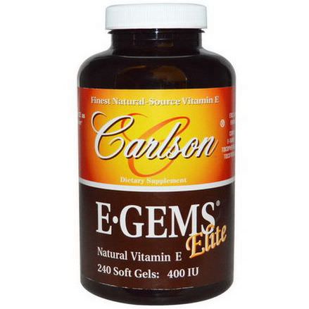 Carlson Labs, E-Gems Elite, Natural Vitamin E, 400 IU, 240 Soft Gels