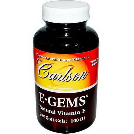 Carlson Labs, E-Gems, Natural Vitamin E, 100 IU, 250 Softgels