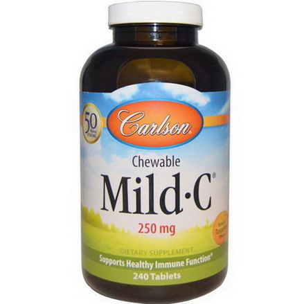Carlson Labs, Mild-C, Chewable, Natural Tangerine Flavor, 250mg, 240 Tablets