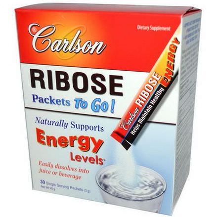 Carlson Labs, Ribose Packets To Go, 30 Single Serving Packets, 3g Each