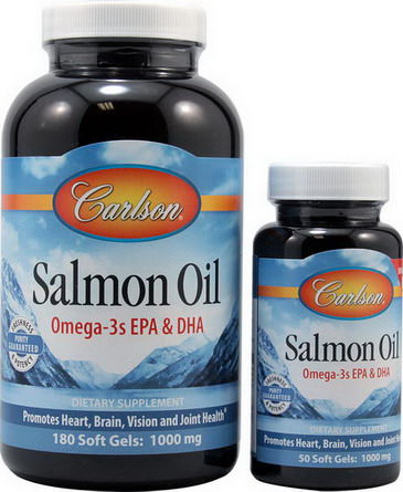 Carlson Labs, Salmon Oil, 1000mg, 180 50 Free Soft Gels