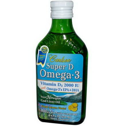 Carlson Labs, Super D Omega-3, Lemon Flavor 250ml