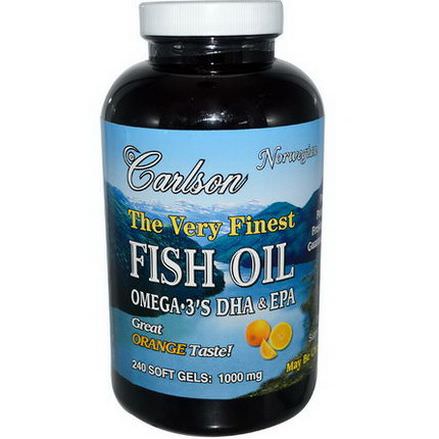 Carlson Labs, The Very Finest Fish Oil, 1000mg, Orange, 240 Softgels