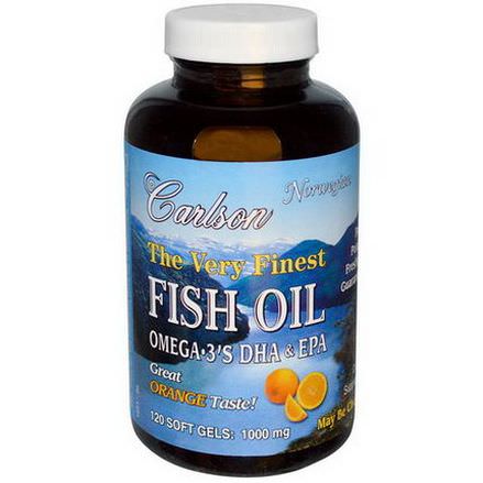 Carlson Labs, The Very Finest Fish Oil, Orange, 1000mg, 120 Soft Gels