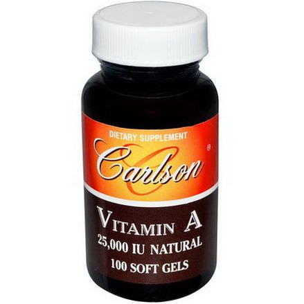 Carlson Labs, Vitamin A, 25,000 IU, Natural, 100 Soft Gels