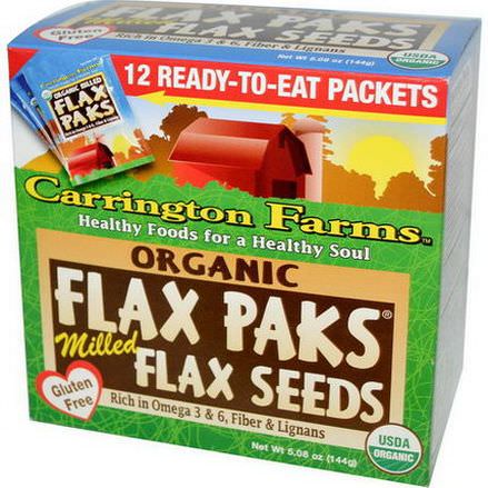 Carrington Farms, Organic Flax Paks, Milled Flax Seeds, 12 Packs 12g Each