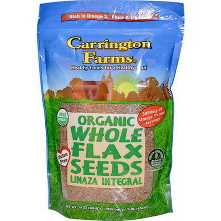 Carrington Farms, Organic Whole Flax Seeds 424.5g