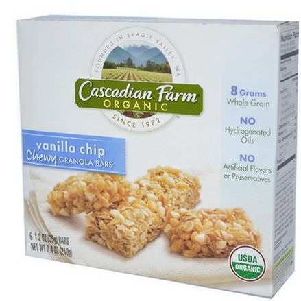 Cascadian Farm, Organic Chewy Granola Bars, Vanilla Chip, 6 Bars 35g Each