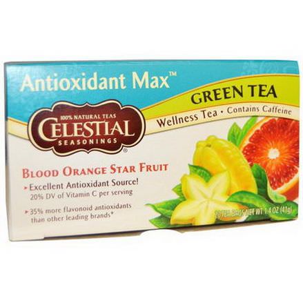 Celestial Seasonings, Antioxidant Max, Green Tea, Blood Orange Star Fruit, 20 Tea Bags 41g