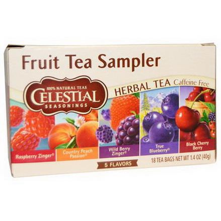 Celestial Seasonings, Fruit Tea Sampler, Herbal Tea, Caffeine Free, 5 Flavors, 18 Tea Bags 40g