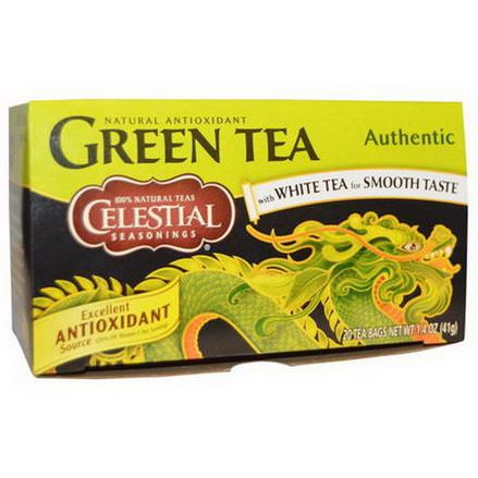 Celestial Seasonings, Green Tea, Authentic, 20 Tea Bags 41g