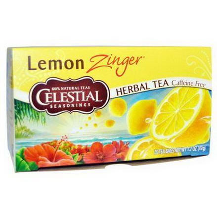 Celestial Seasonings, Herbal Tea, Caffeine Free, Lemon Zinger, 20 Tea Bags 47g