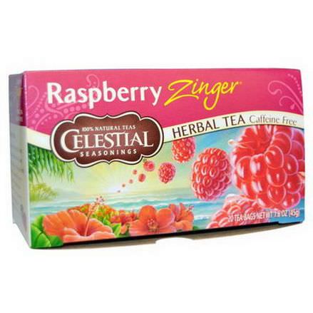 Celestial Seasonings, Herbal Tea, Caffeine Free, Raspberry Zinger, 20 Tea Bags 45g