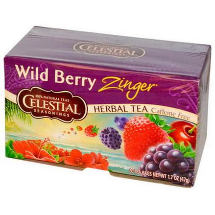 Celestial Seasonings, Herbal Tea, Caffeine Free, Wild Berry Zinger, 20 Tea Bags 47g