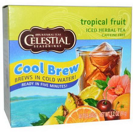 Celestial Seasonings, Iced Herbal Tea, Caffeine Free, Tropical Fruit, 40 Tea Bags 91g