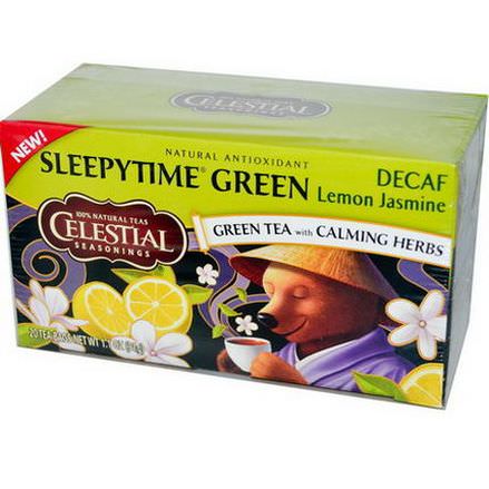 Celestial Seasonings, Sleepytime Green Lemon Jasmine, Decaf, 20 Tea Bags 31g