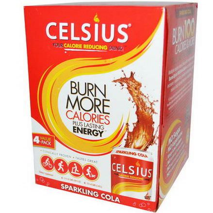 Celsius, Your Calorie Reducing Drink, Sparkling Cola, 4 Pack, 12 fl oz Each