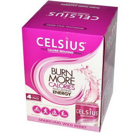 Celsius, Your Calorie Reducing Drink, Sparkling Wild Berry, 4 Pack, 12 fl oz Each