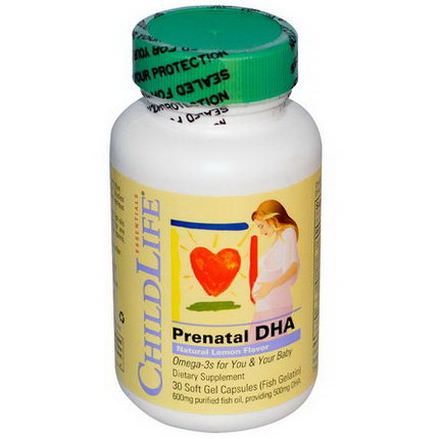 ChildLife, Prenatal DHA, Natural Lemon Flavor, 30 Soft Gel Capsules
