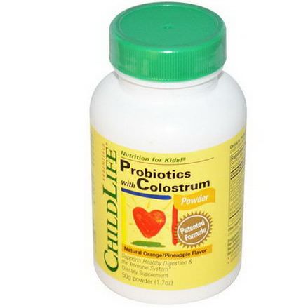 ChildLife, Probiotics with Colostrum Powder, Natural Orange/Pineapple Flavor 50g
