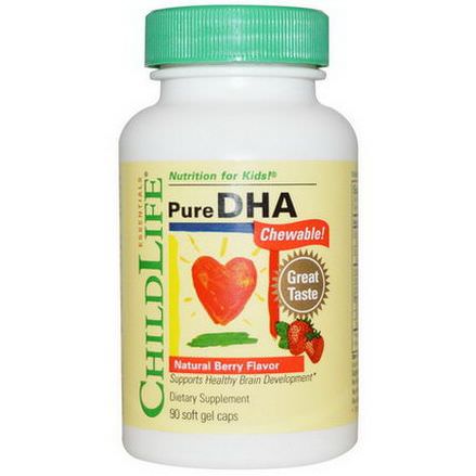 ChildLife, Pure DHA Chewable, Natural Berry Flavor, 90 Soft Gel Caps