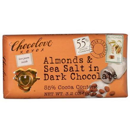 Chocolove, Almonds&Sea Salt in Dark Chocolate 90g