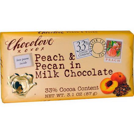 Chocolove, Peach&Pecan in Milk Chocolate 87g