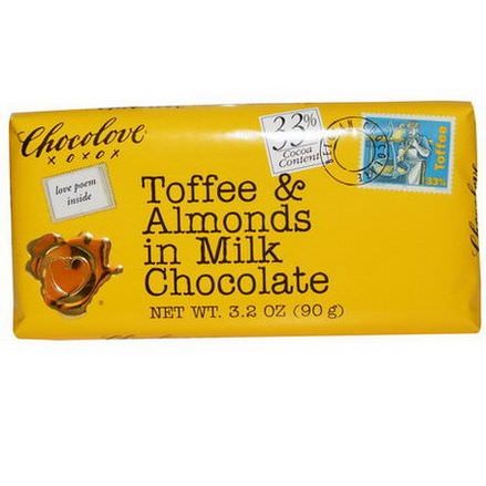 Chocolove, Toffee&Almonds in Milk Chocolate 90g