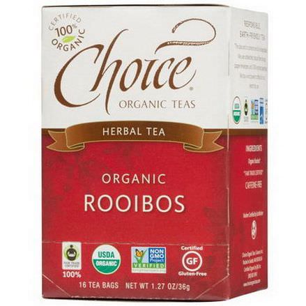 Choice Organic Teas, Herbal Tea, Organic, Rooibos, Caffeine-Free, 16 Bags 36g