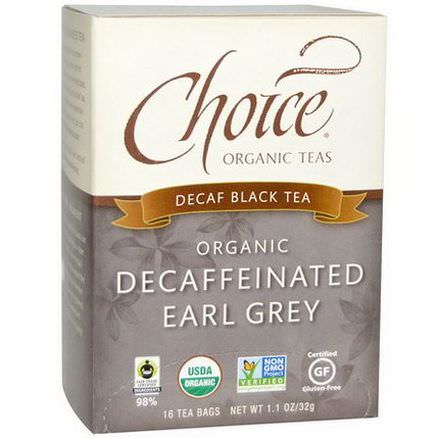 Choice Organic Teas, Organic Decaffeinated Earl Grey, Decaf Black Tea, 16 Tea Bags 32g