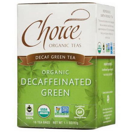 Choice Organic Teas, Organic Decaffeinated Green Tea, 16 Tea Bags 32g