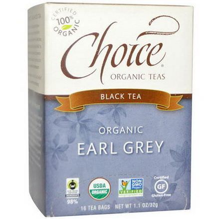 Choice Organic Teas, Organic Earl Grey, Black Tea, 16 Tea Bags 32g
