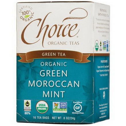 Choice Organic Teas, Organic Green Moroccan Mint, Green Tea, 16 Tea Bags 24g